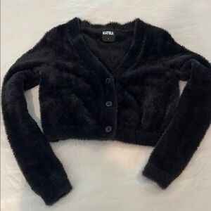 Katie J nyc black mohair cardigan girls size large